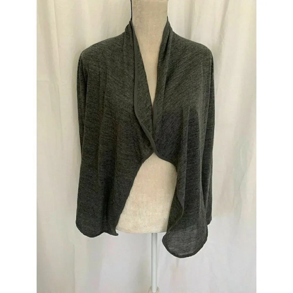 Zara WB Womens Solid Gray Long Sleeve Wool Cardigan Sweater Top Large